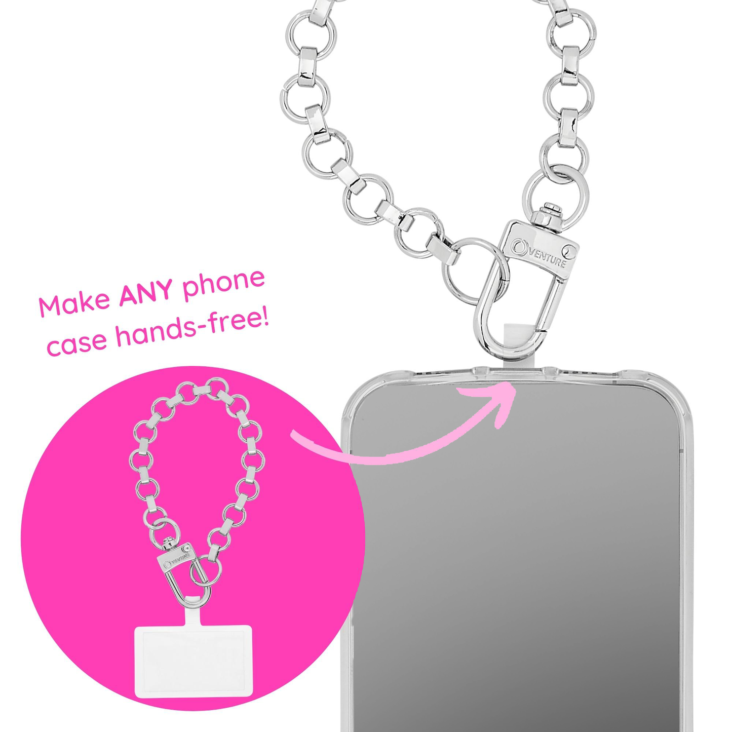 Phone Charm - Silver Chain Phone Wristlet