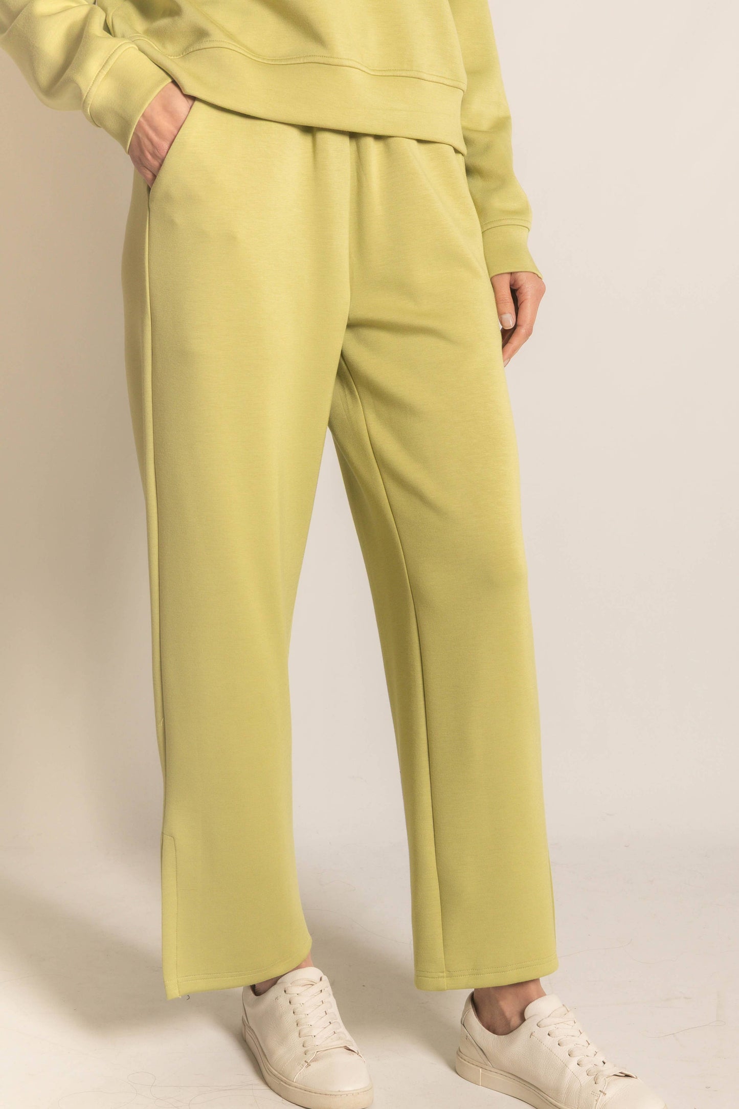 P. CILL Butter Modal Wide Leg Pants with Bottom Slits