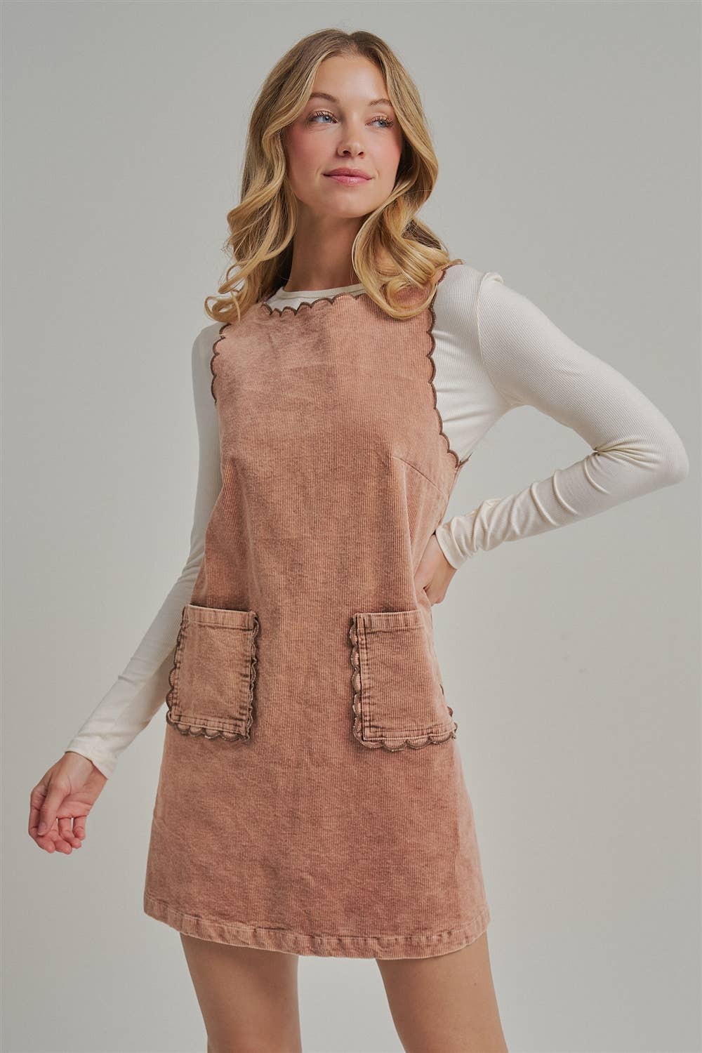 MINERAL WASHED CORDUROY MINI DRESS_JLD60000-11