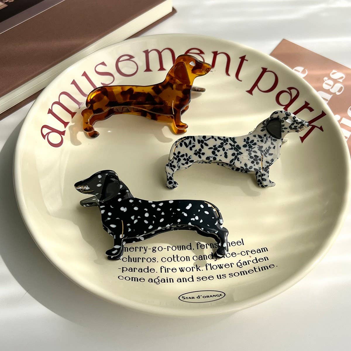 Dachshund Dog Acetate Hair Claw Clip for Girls_CWAHA5774