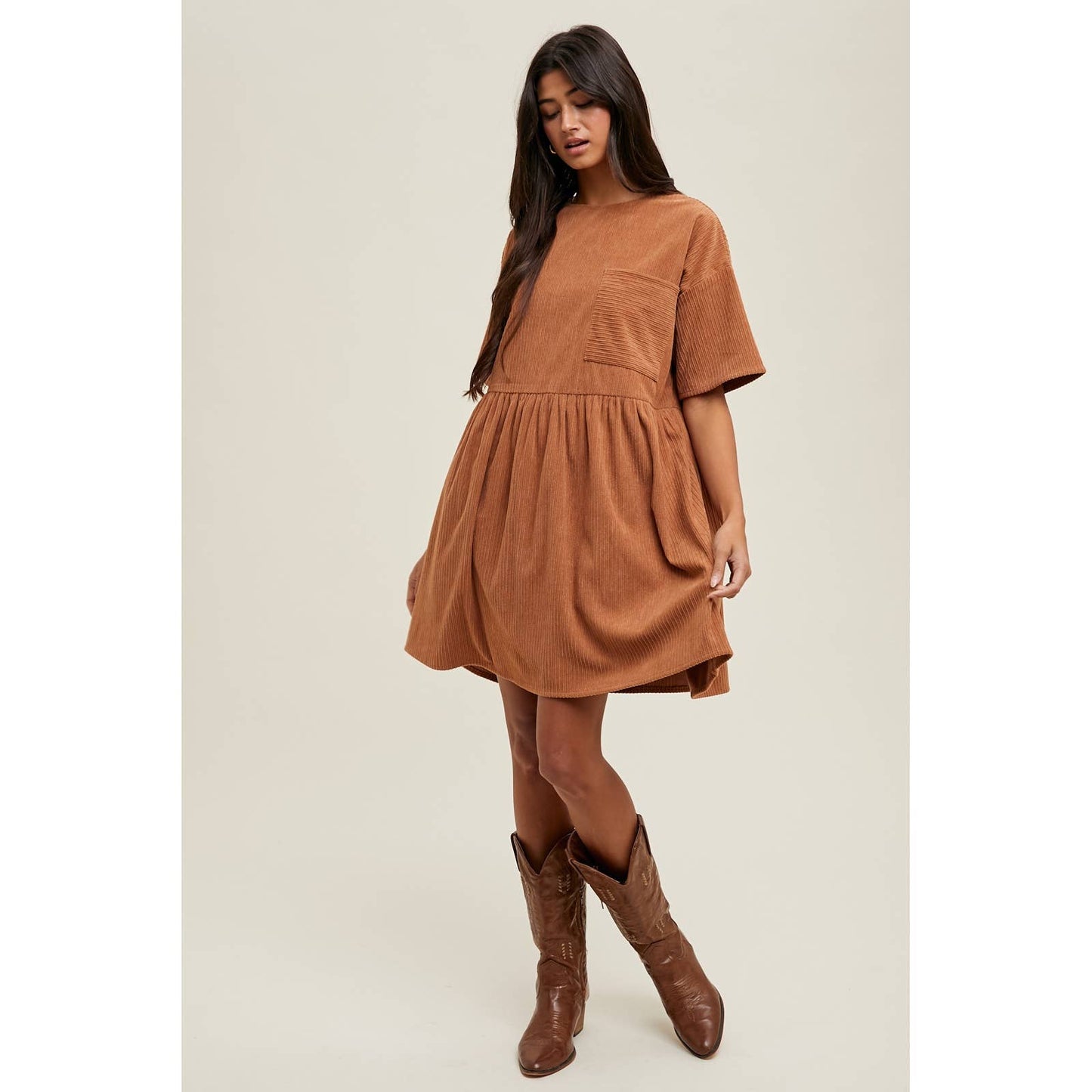 CORDUROY MINI DRESS / WL25-11083