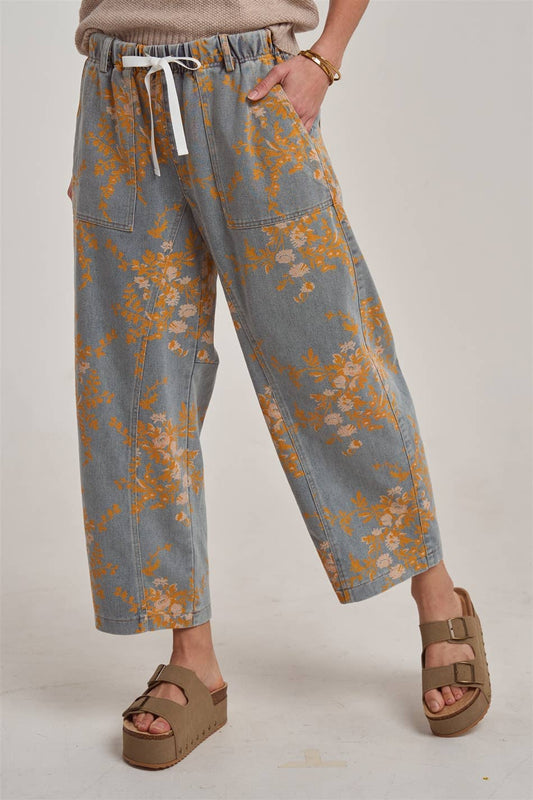 MID RISE RELAXED EVERYDAY CASUAL FIT FLORAL DENIM JEANS