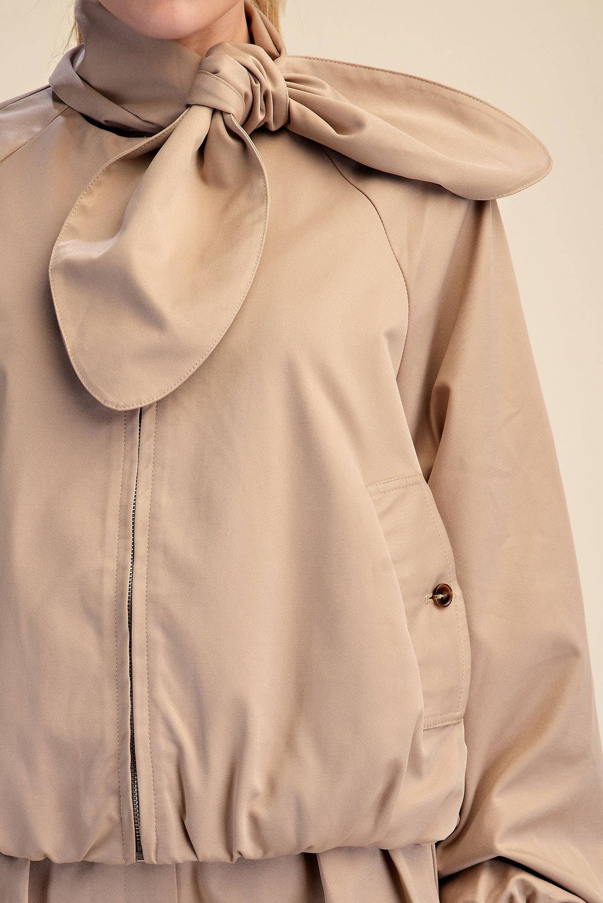Scarf Collar Long Sleeve Puffy Jacket