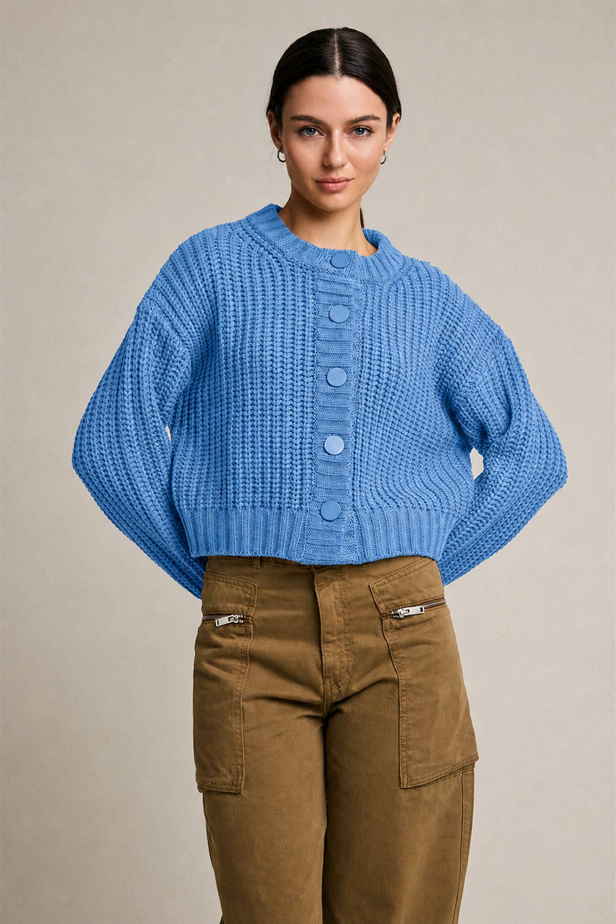 Chunky Knit Button Front Cardigan - RSW1228