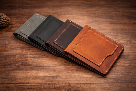 Men’s Full-Grain Crazy Leather Bifold Wallet Premium Leather
