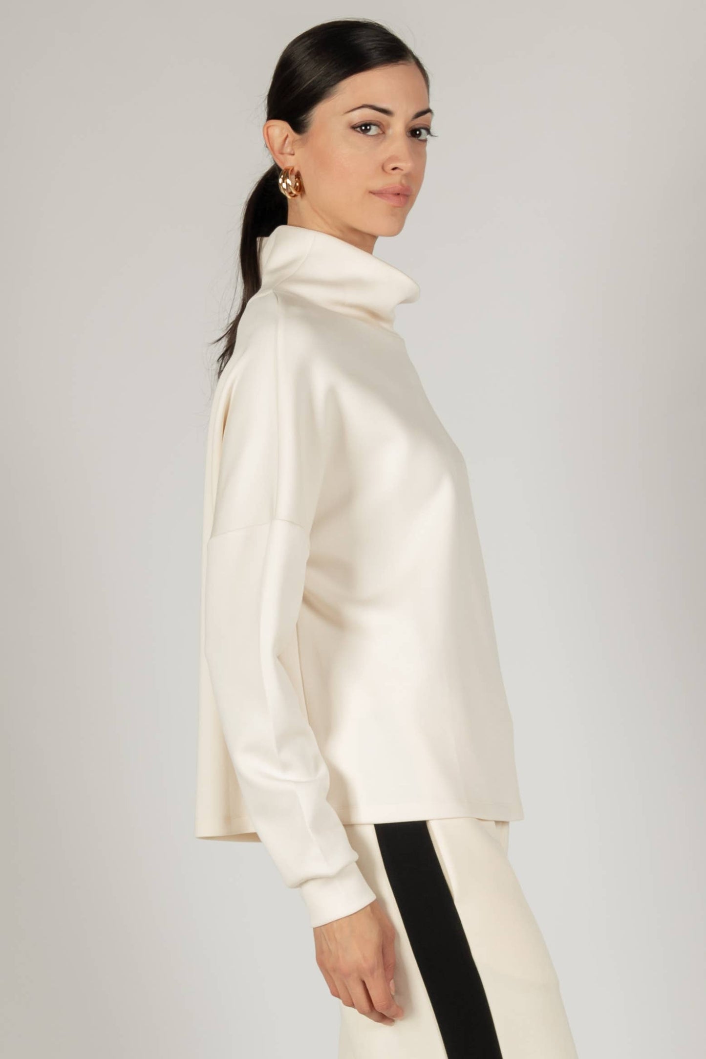 P. CILL Butter Modal Cowl Neck Long Sleeve Top