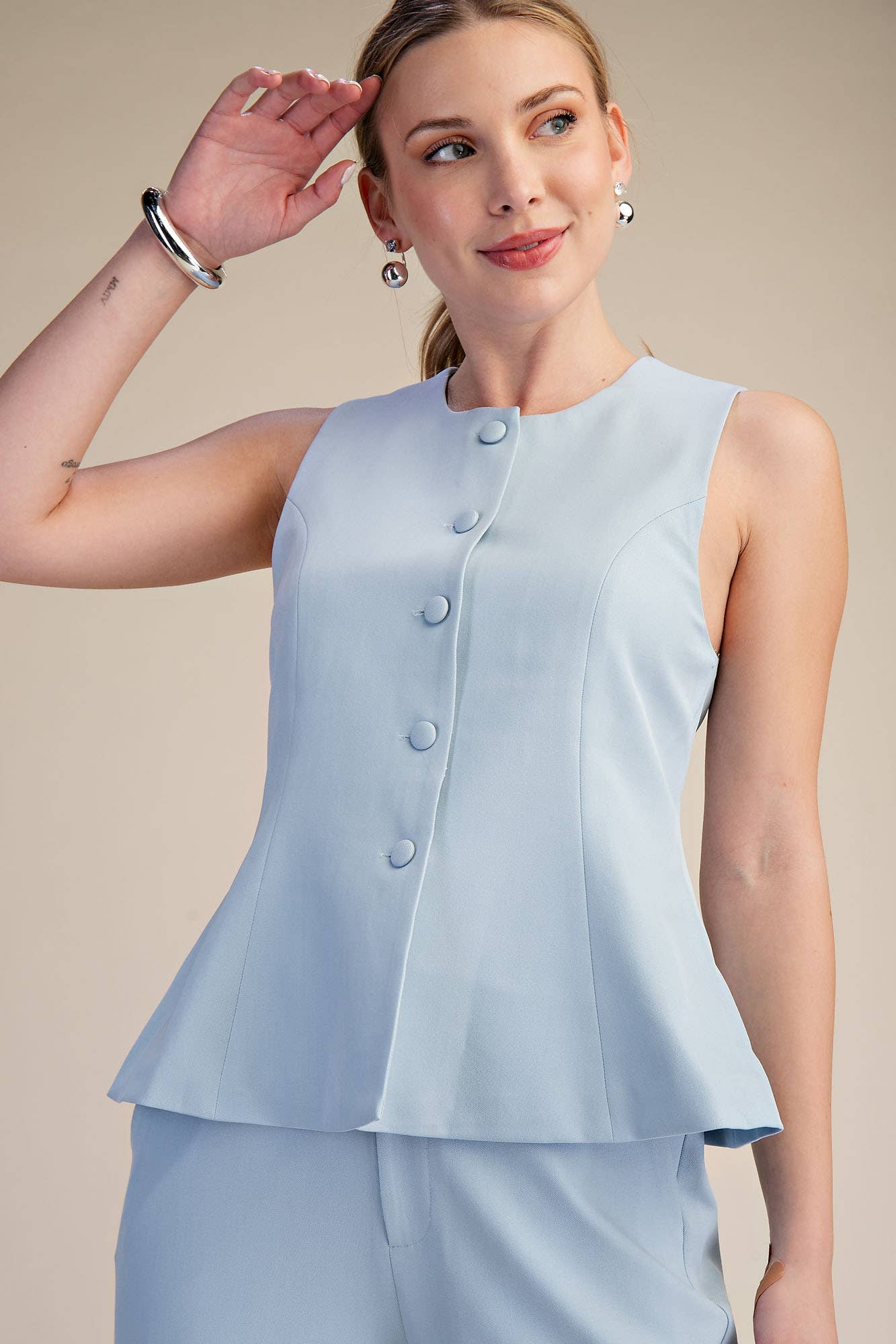 Button Peplum Vest