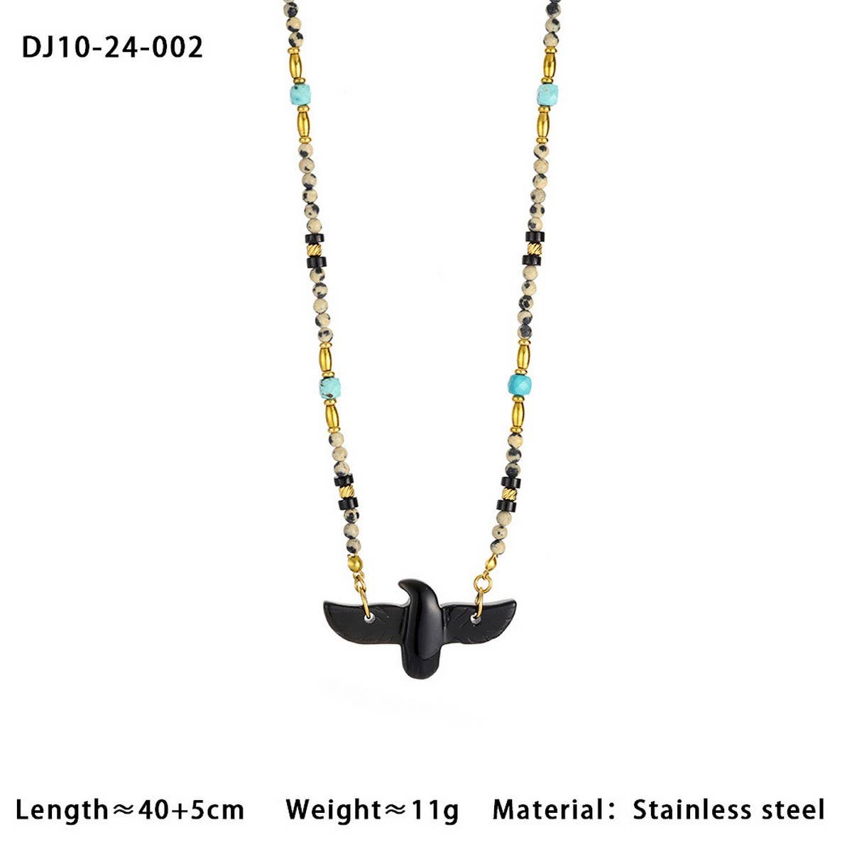 High-End Eagle Beaded Natural Stone Necklace_CWMM7542