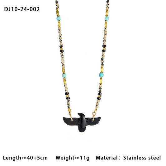 High-End Eagle Beaded Natural Stone Necklace_CWMM7542