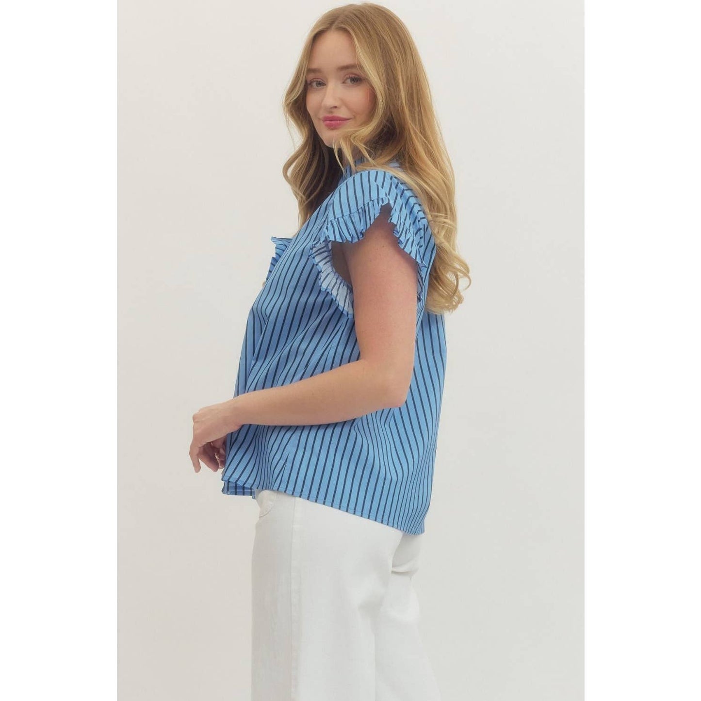 Striped short sleeve top