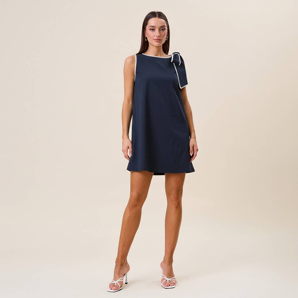 AD3033 Tie shoulder sleeveless mini shift dress
