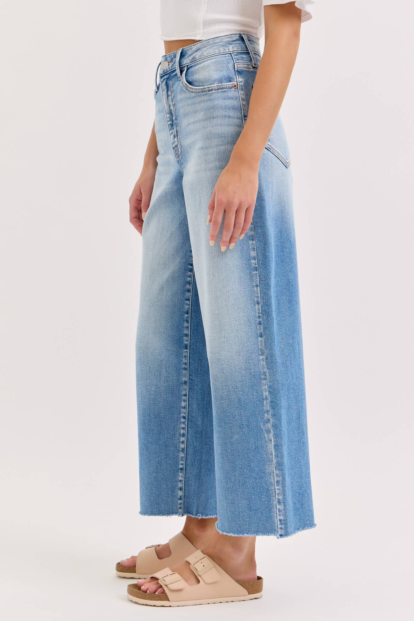 High Rise Crop Wide Leg with Raw Hem [WV99769LT]