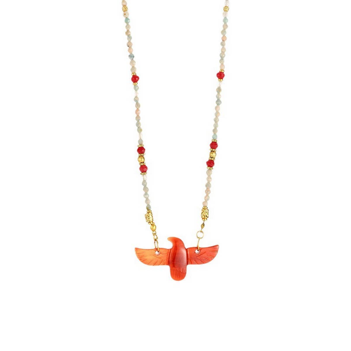 High-End Eagle Beaded Natural Stone Necklace_CWMM7542