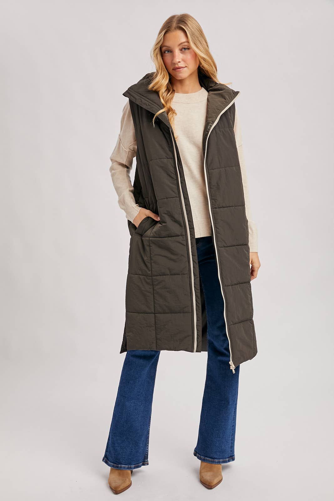 QUILTED LONGLINE PUFFER VEST