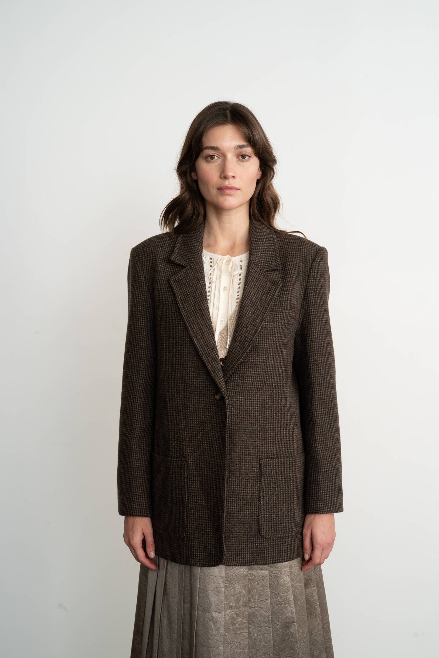 CHECKED ONE BUTTON BLAZER
