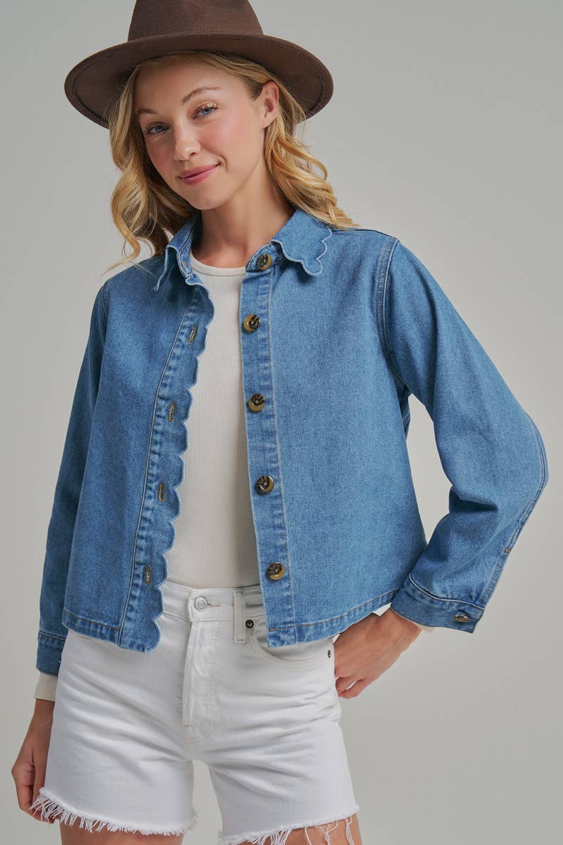 FALL DENIM JACKET WITH SCALLOP EMBROIDERY COLLAR_JLT00349-01