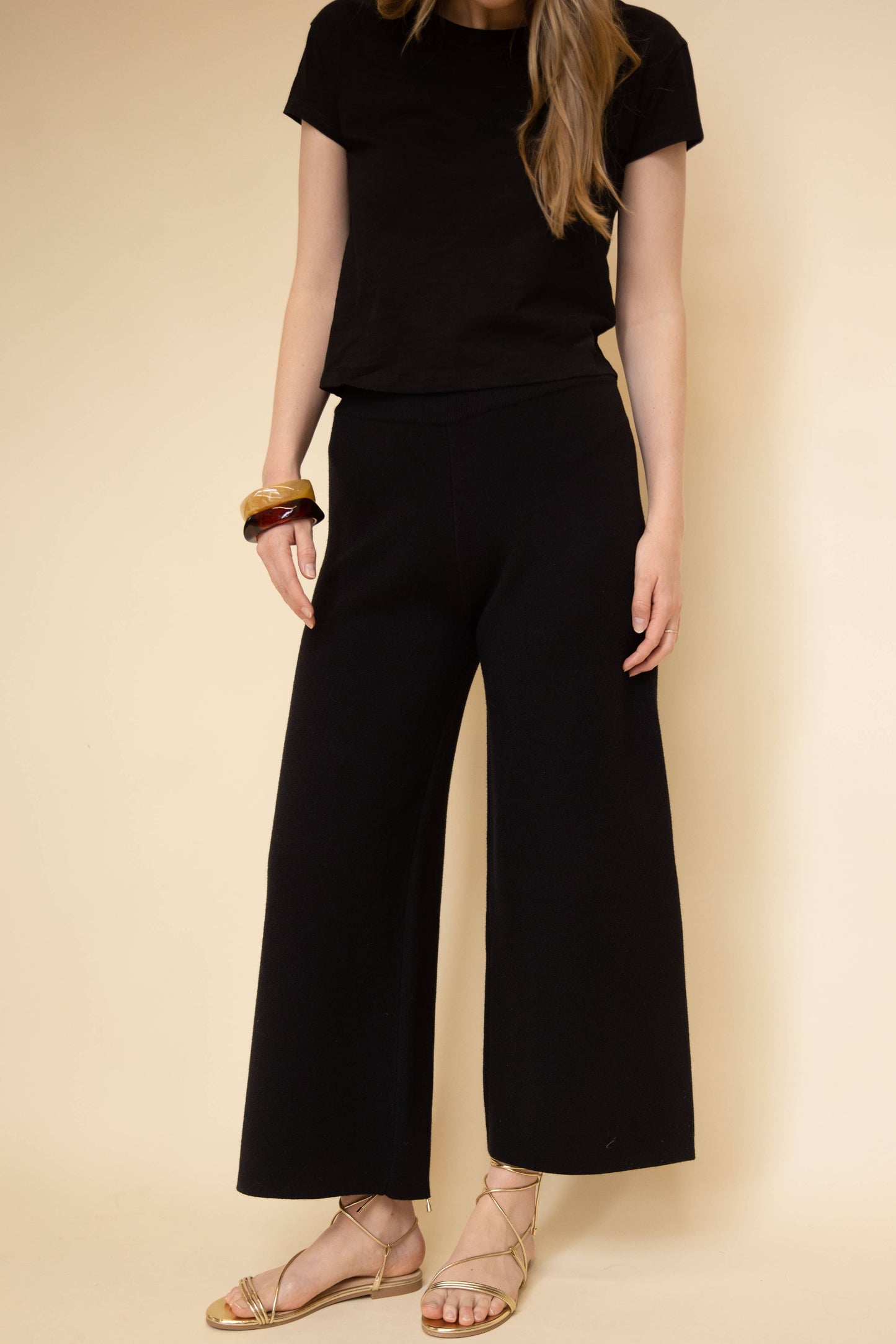 Knit Ankle Length Wide Leg Pants
