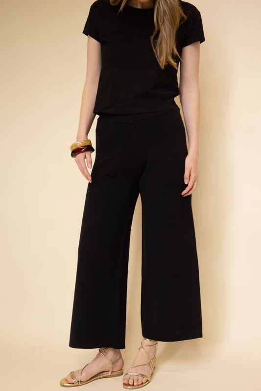 Knit Ankle Length Wide Leg Pants