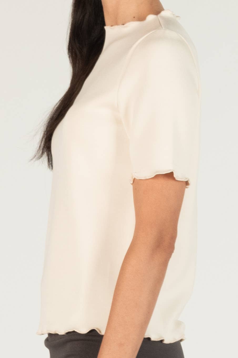 P. CILL Butter Modal Merrow Edge Mock Neck Top