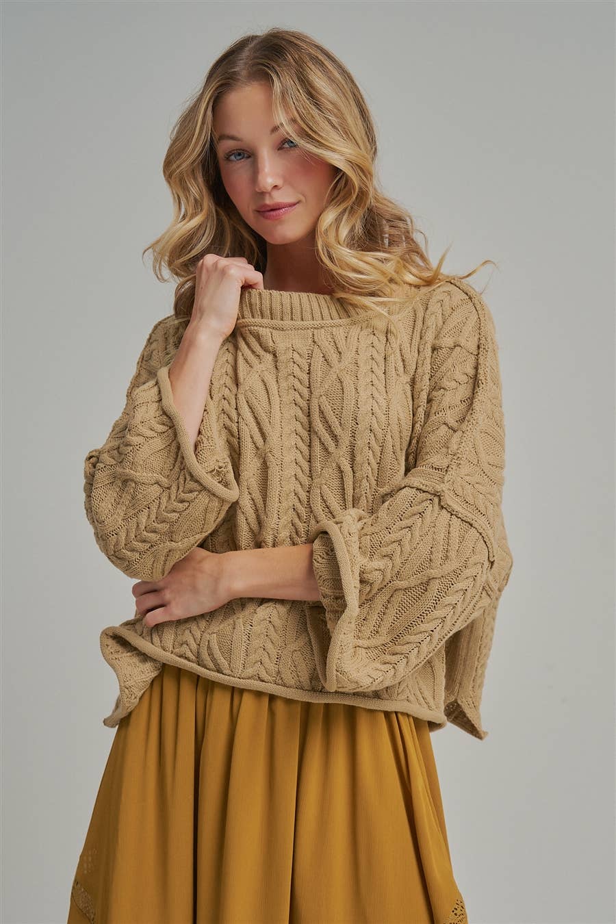 OVERSIZED CABLE KNIT CASUAL BOHO FALL SWEATERTOP_JLT00437-01