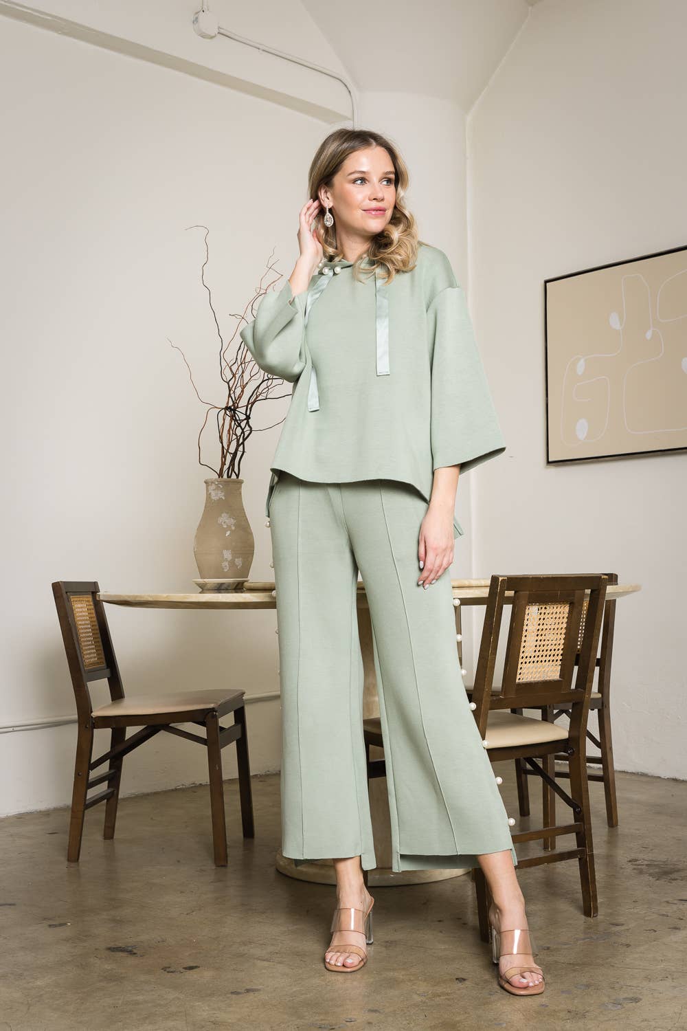 Farrah French Scuba Pearl Long Pant