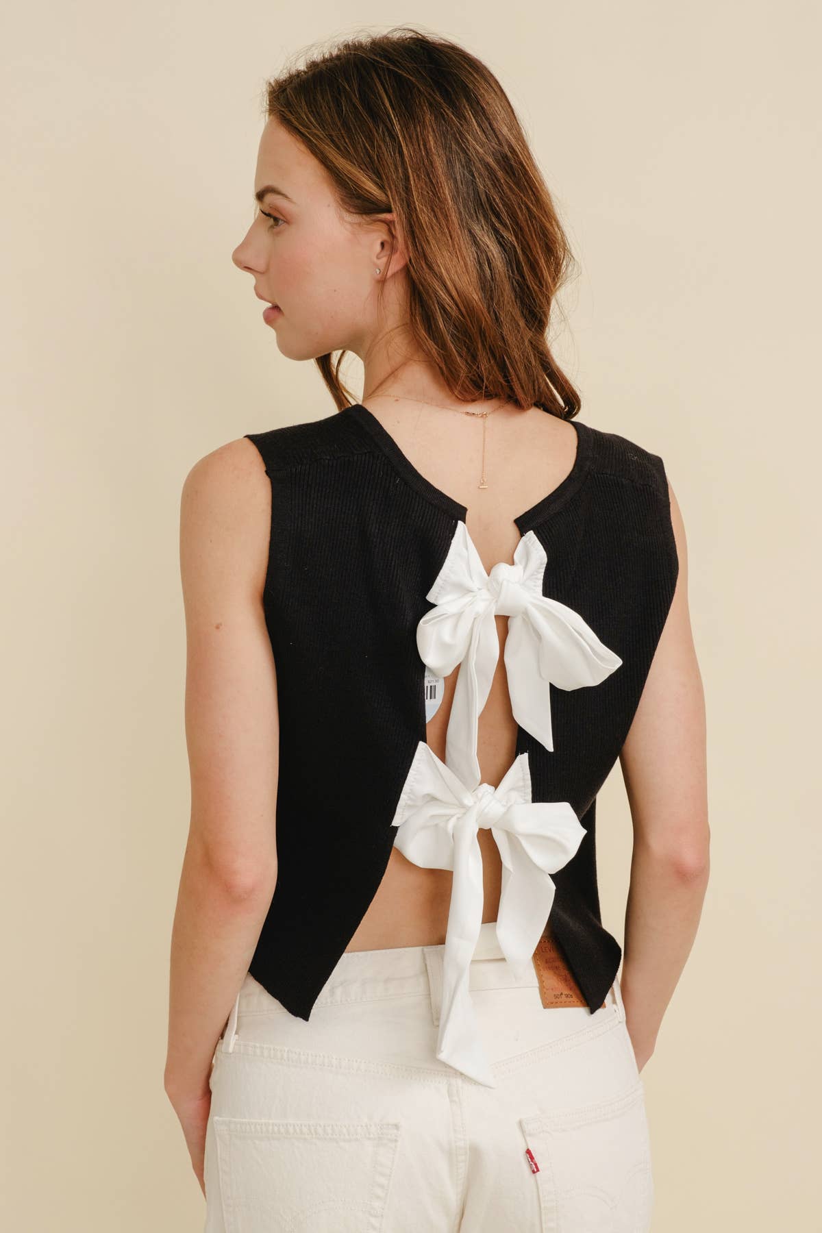 CSW17339 - BACK BOW TIE SLEEVELESS TOP