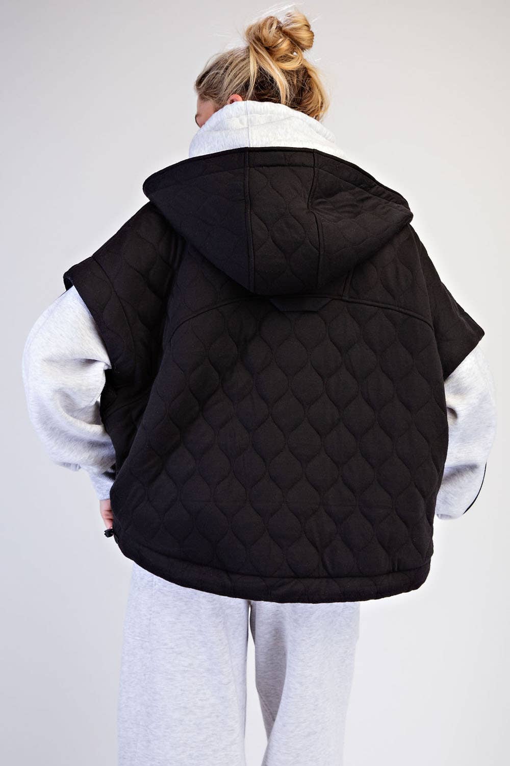 BUBBLE QUILT CINCH HOODIE VEST
