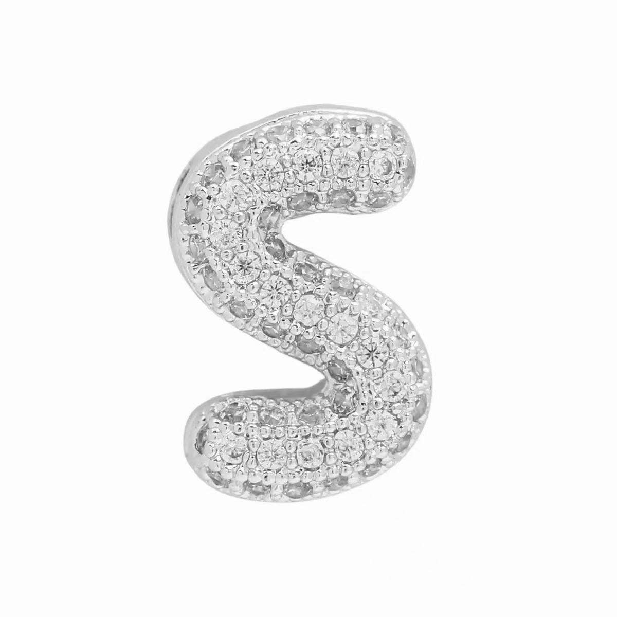 Silver Bubble Initial Custom Word Name Watch Charm Bracelet