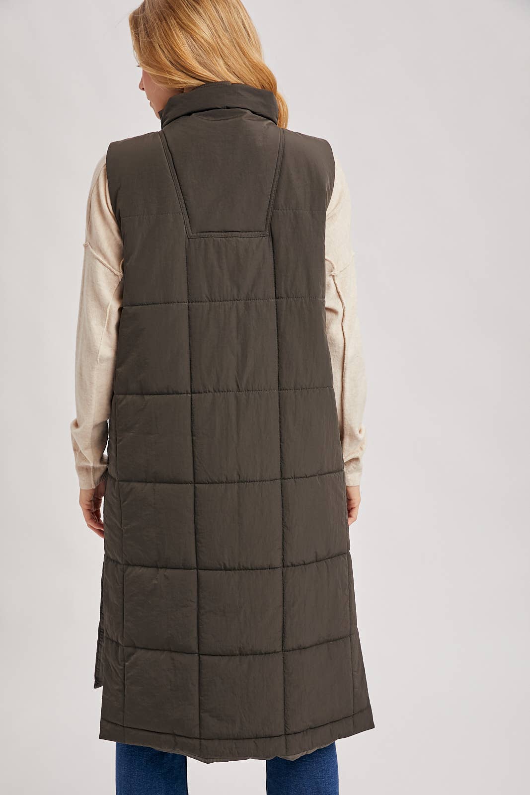 QUILTED LONGLINE PUFFER VEST