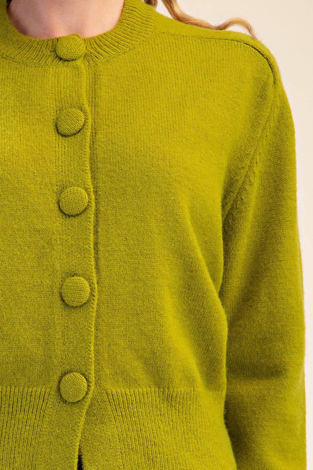 Button Closure Long Sleeve Sweater Cardigan