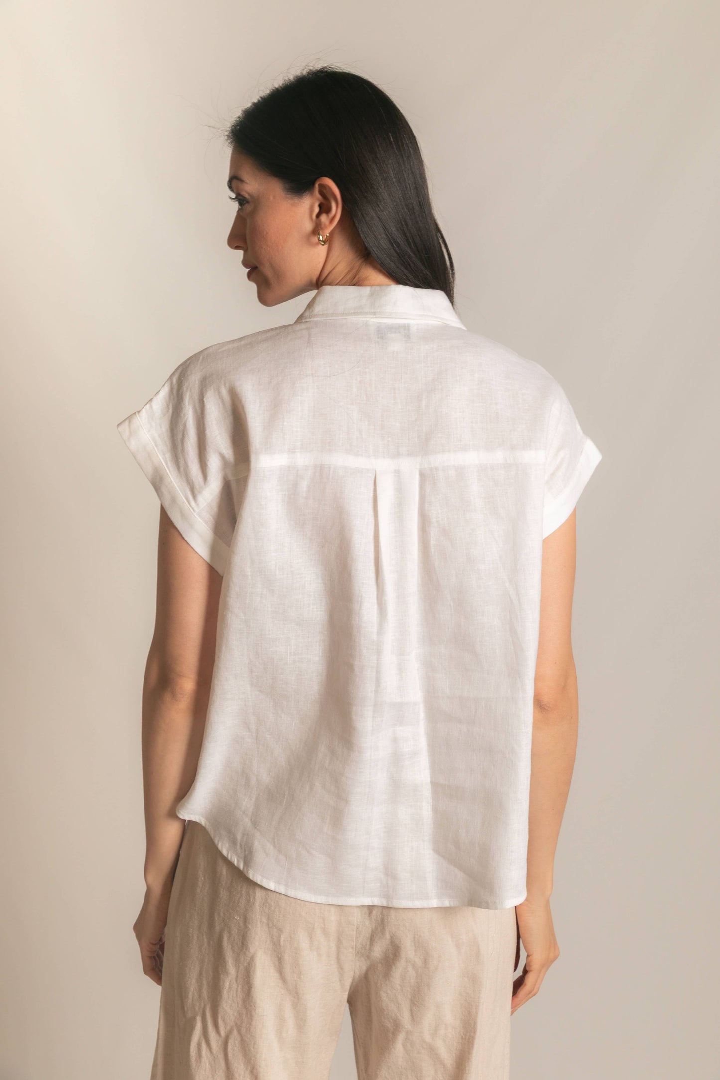 P.CILL Linen Relaxed Short Sleeve Button Up Shirt