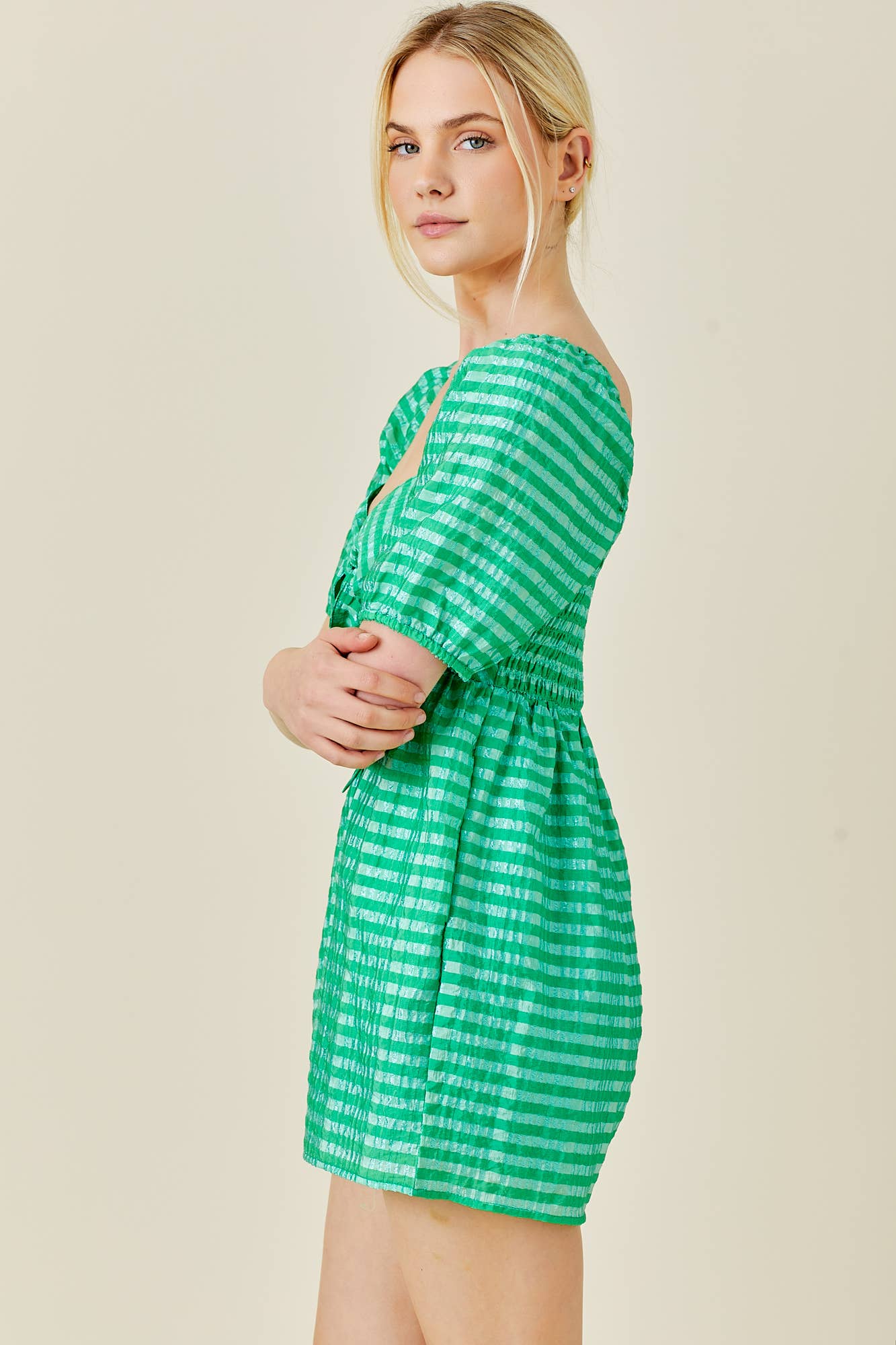 GINGHAM BUST TIE ROMPER