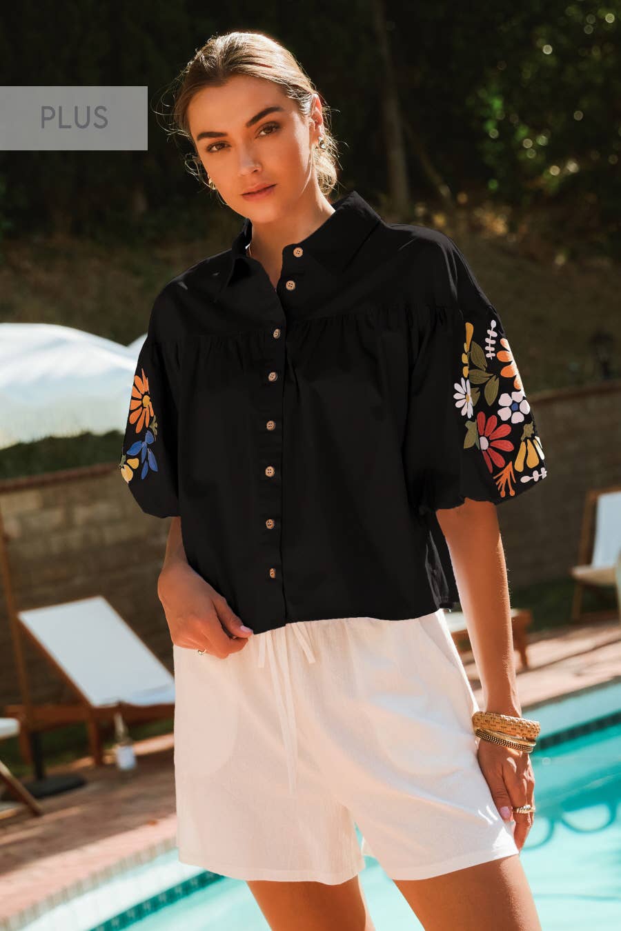 Plus Embroidery Classic Collar Shirts