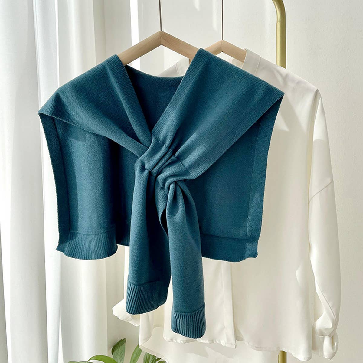 Solid Color Knitted Knotted Shawl–Casual & Cozy _CWASC0757
