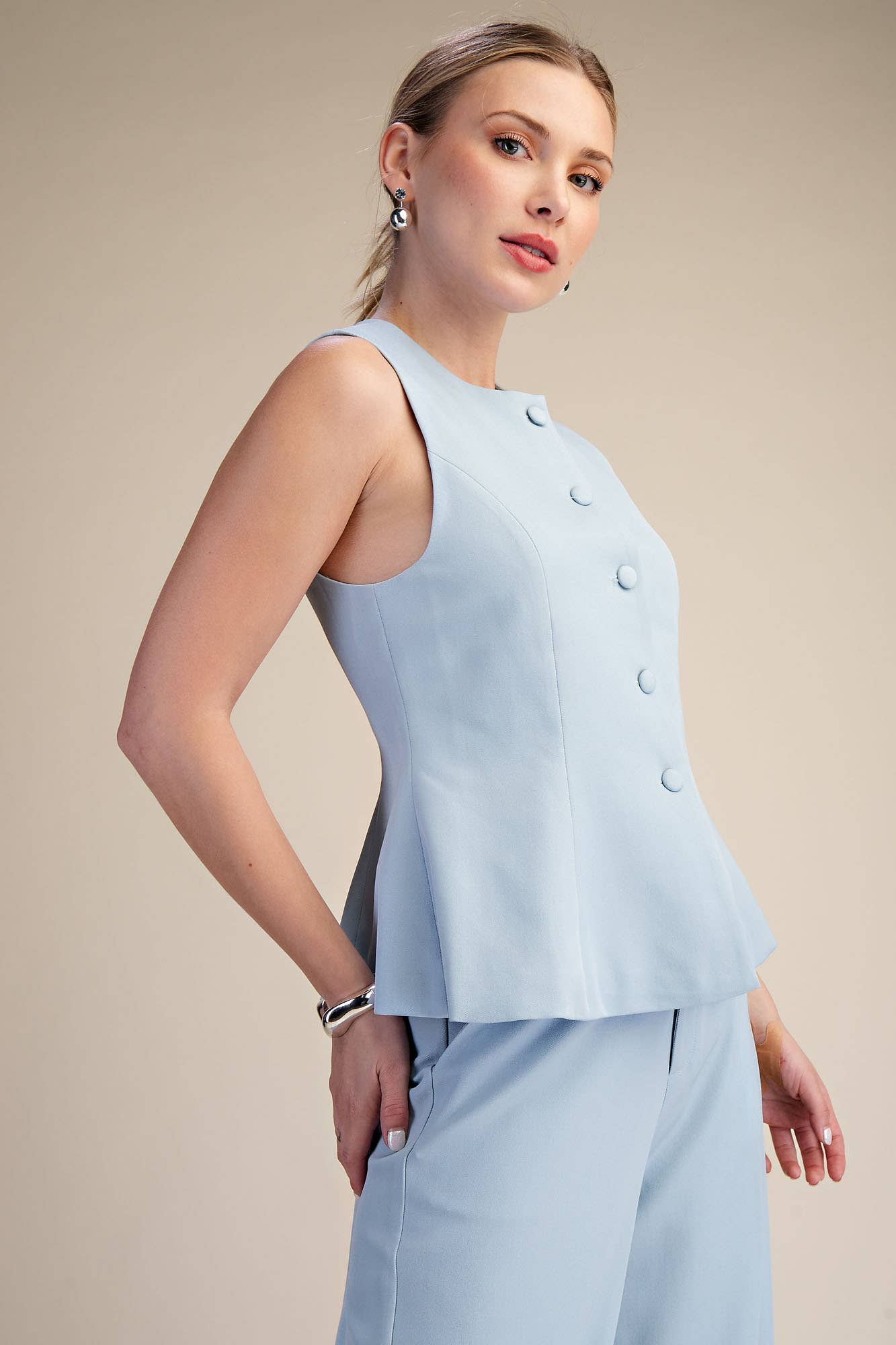 Button Peplum Vest