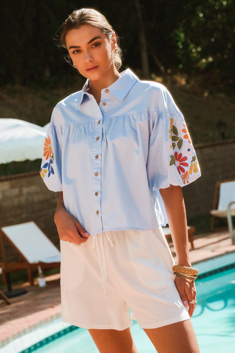 Plus Embroidery Classic Collar Shirts
