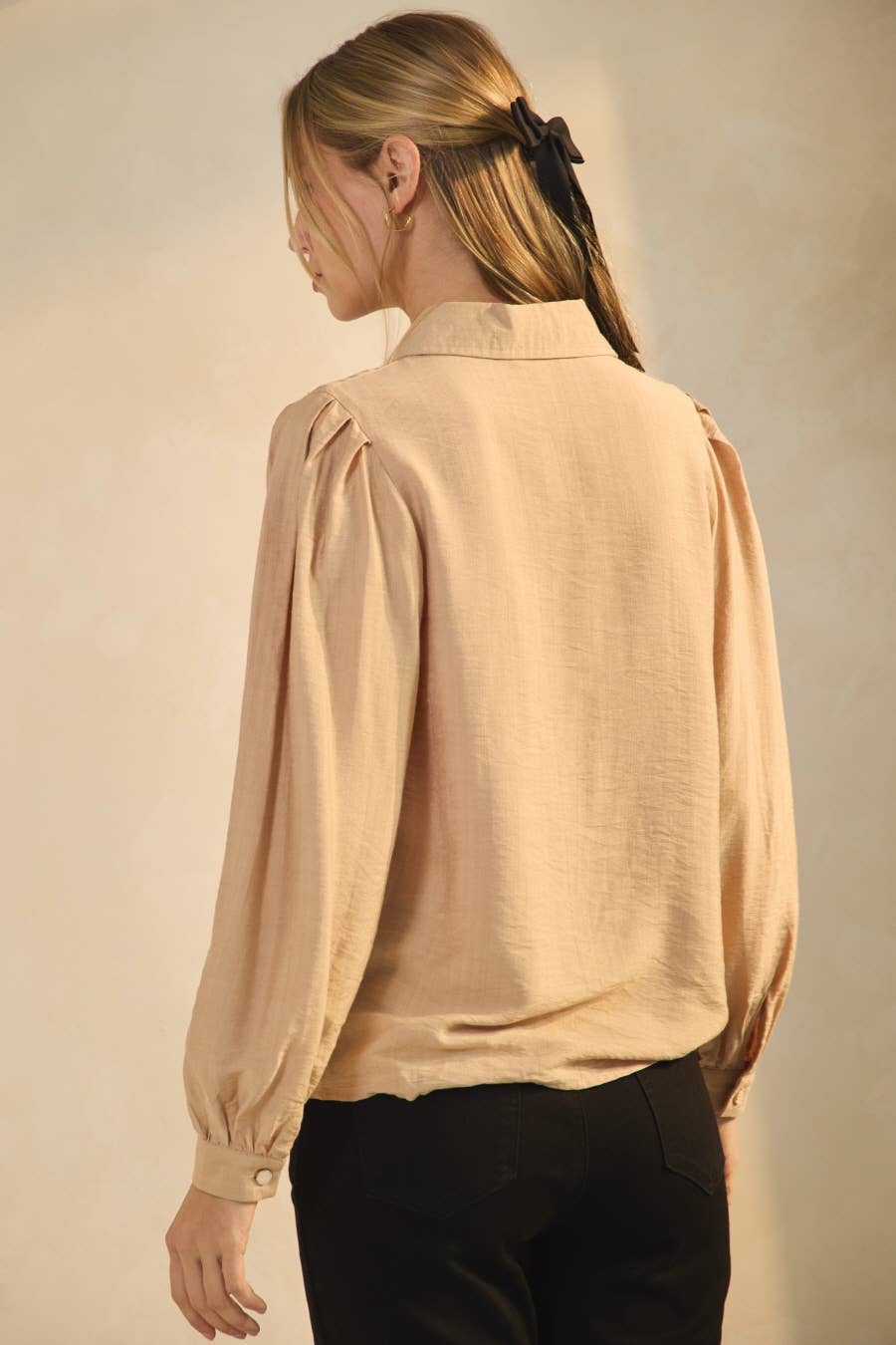 Textured Long-sleeve Blouse