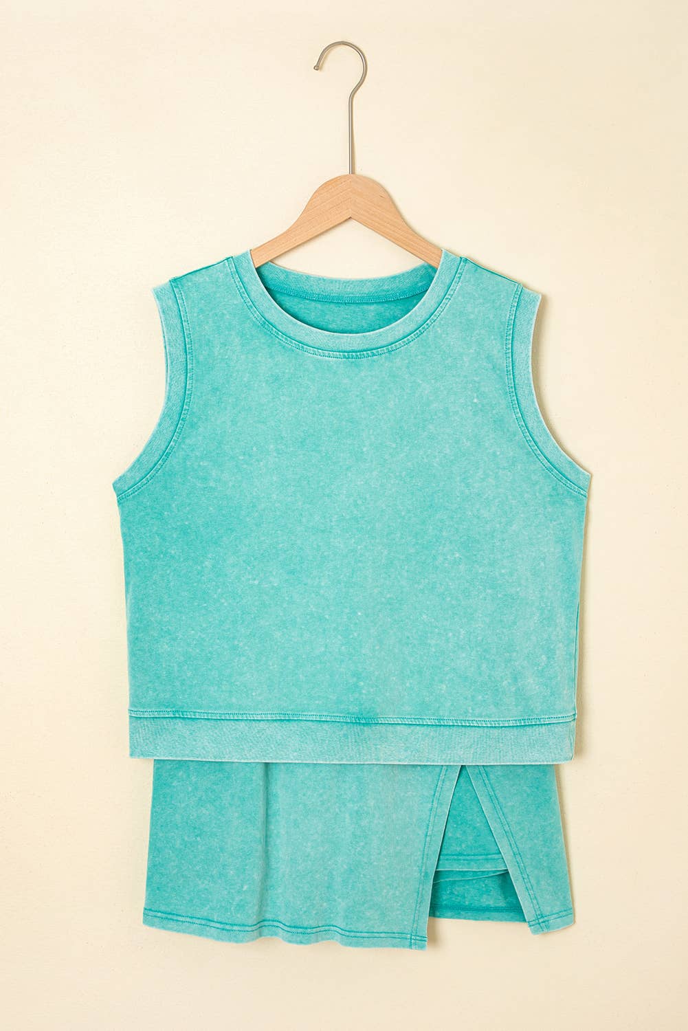 LAS Mineral-Wash Tank Top and Lined Split Skirt Set (S-XL)