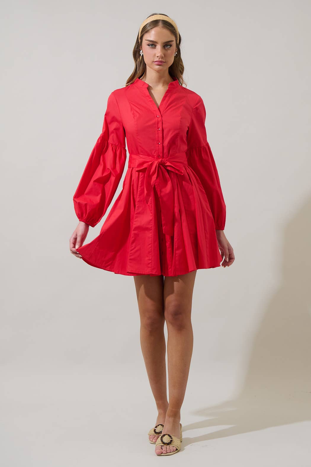 Laria Poplin Button Down Mini Dress