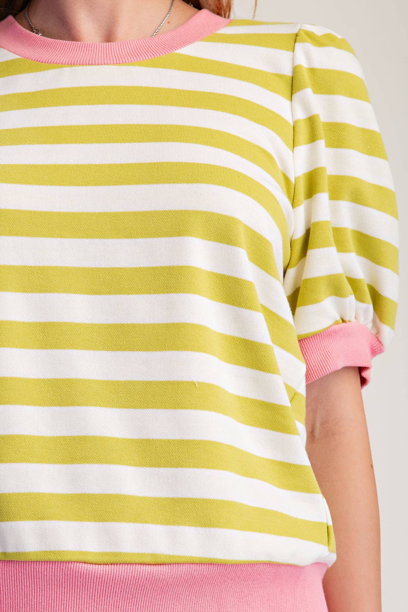 Stripe Sweatshirts Pullover Puff Sleeve