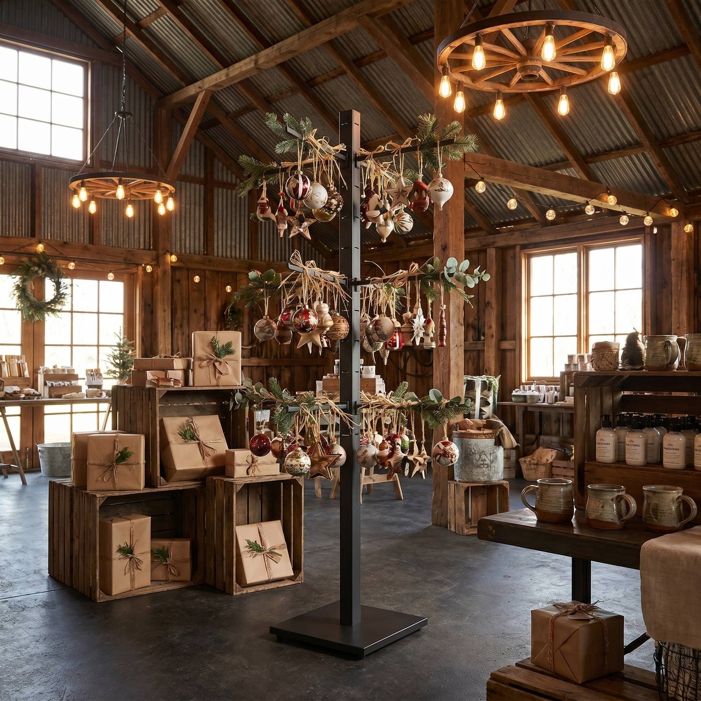 4-Sided Floor Standing Displays with 12 Adjustable Arms