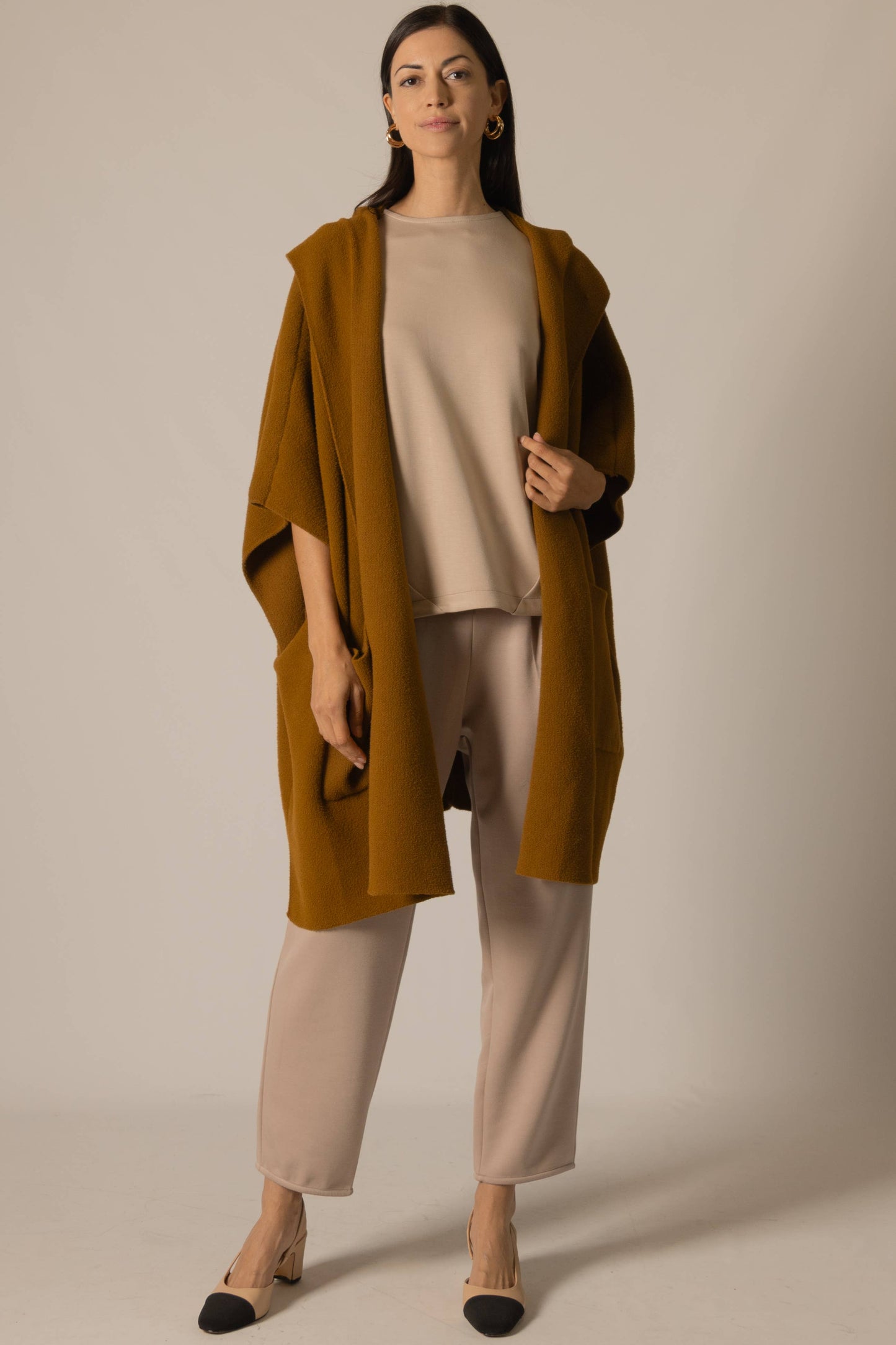 P.CILL Hooded Cape Cardigan