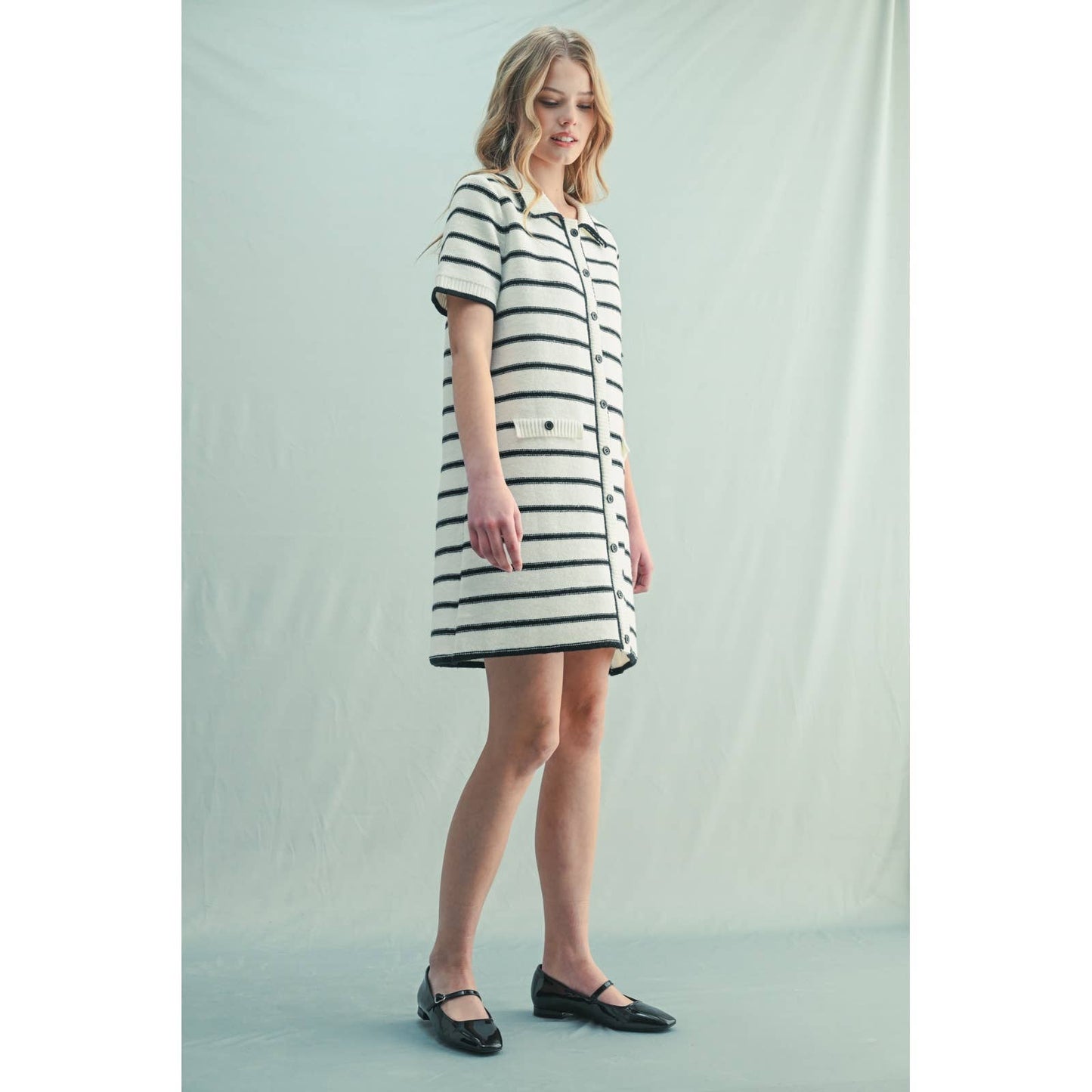 STRIPED SWEATER MINI DRESS / WL25-11386