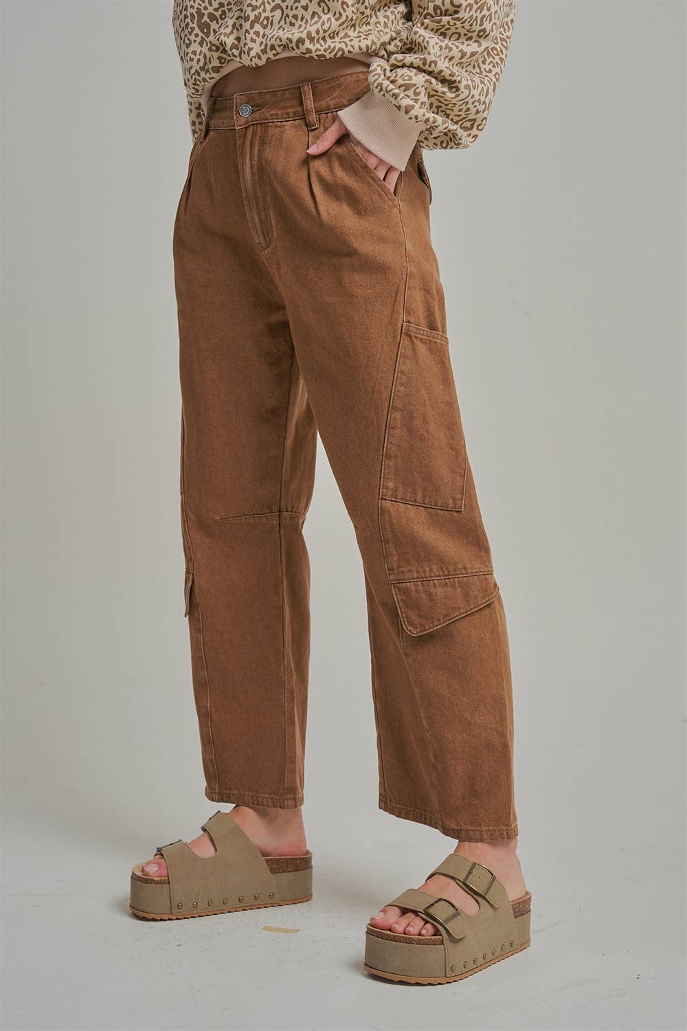 MID RISE VINTAGE WASHED CARGO PANTS _JLB80097-02
