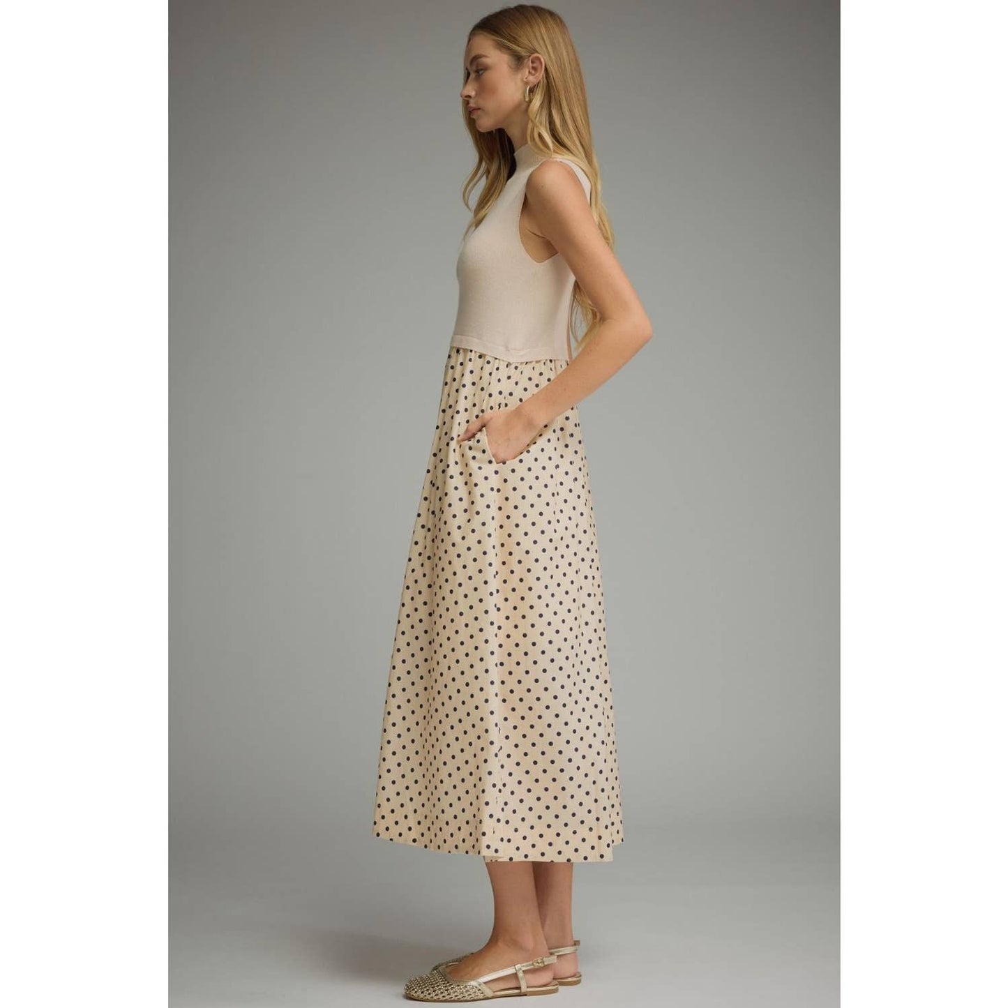 NEW Polka dot sleeveless midi dress