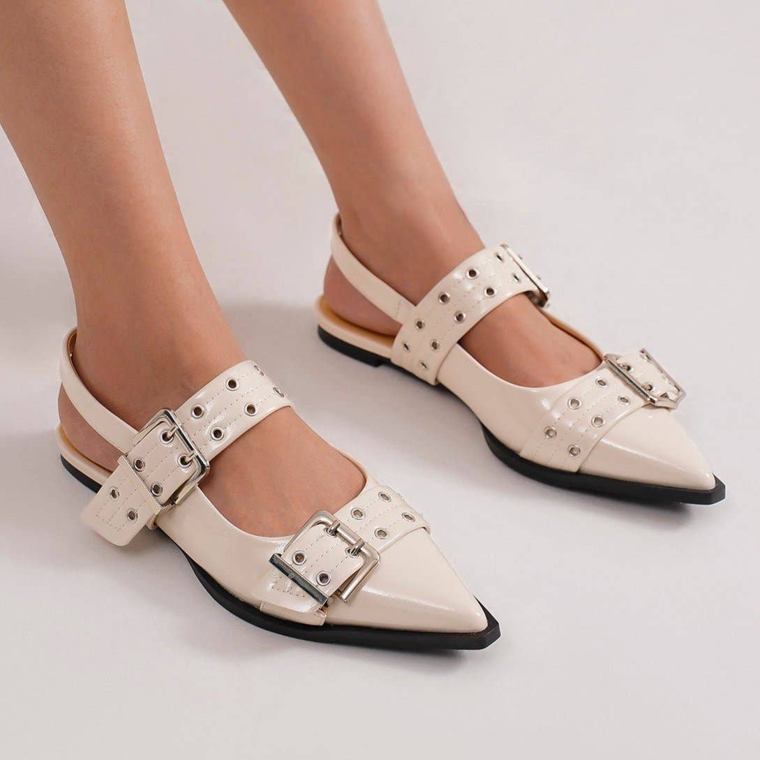 SWIRL-02 Buckled Slingback Flats