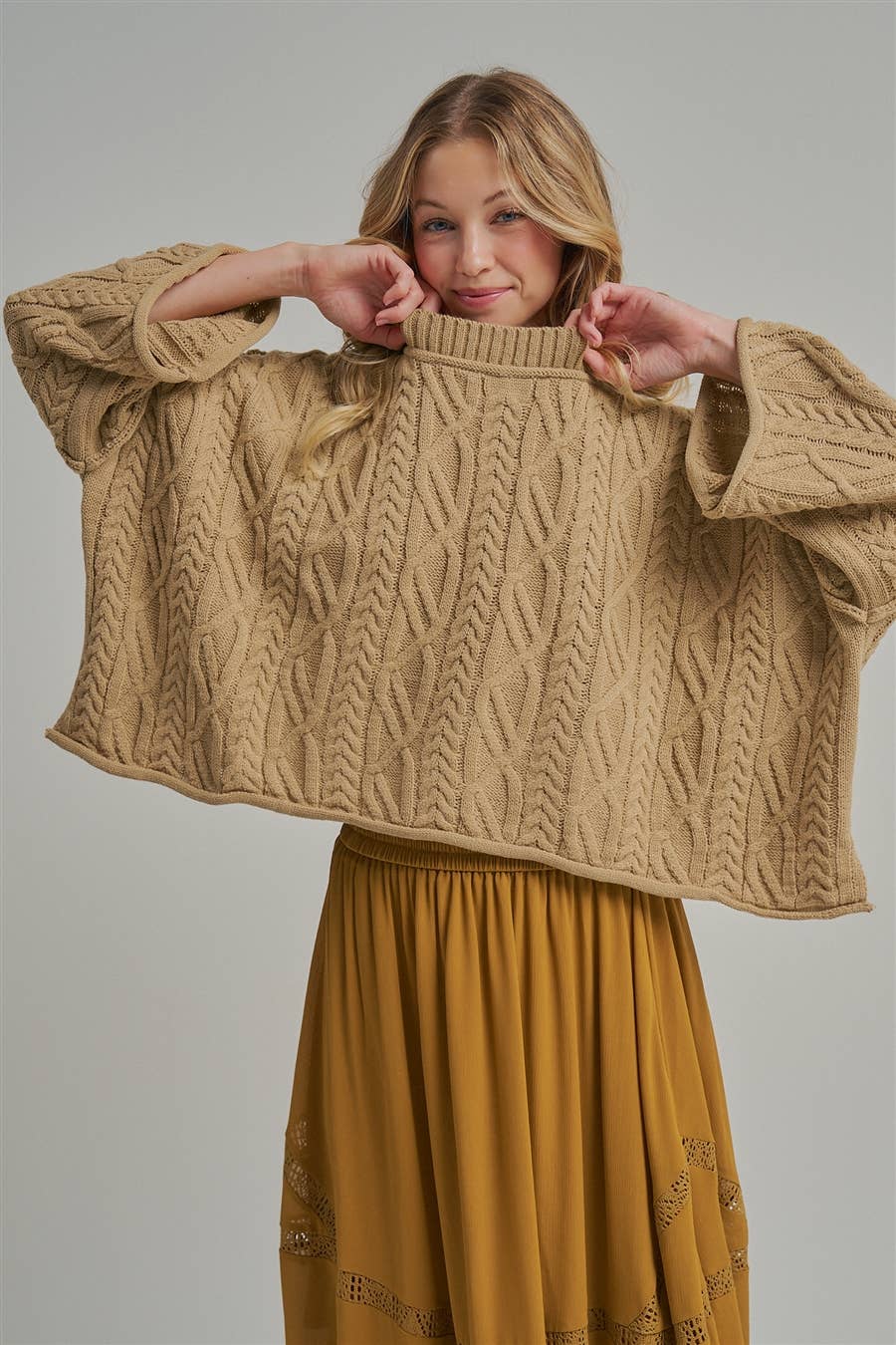 OVERSIZED CABLE KNIT CASUAL BOHO FALL SWEATERTOP_JLT00437-01