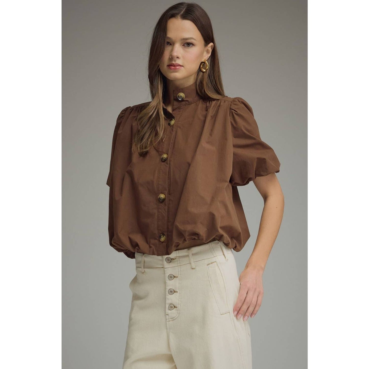 NEW Solid short puff sleeve top