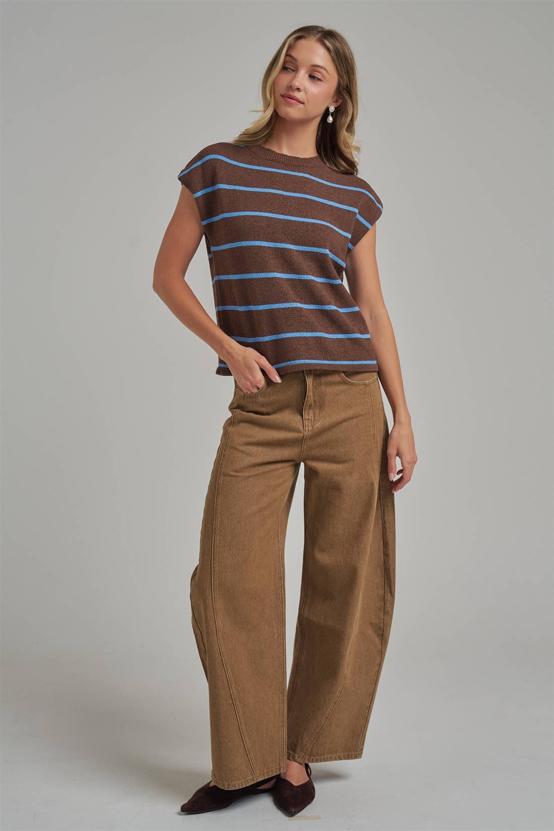 VINTAGE WASHED NON-STRETCH BARREL SHAPED PANTS_JLB80110-01