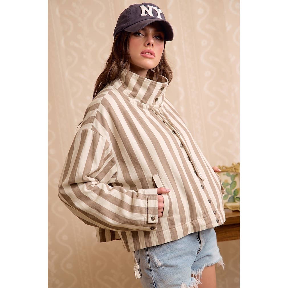 PRINTED HOODED WINDBREAKER JACKET TOP